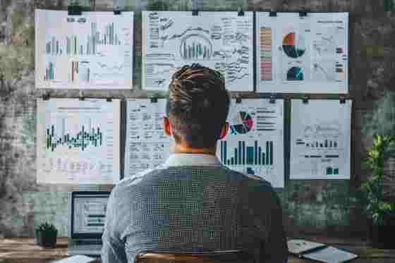 Mann prüft Finanzdaten